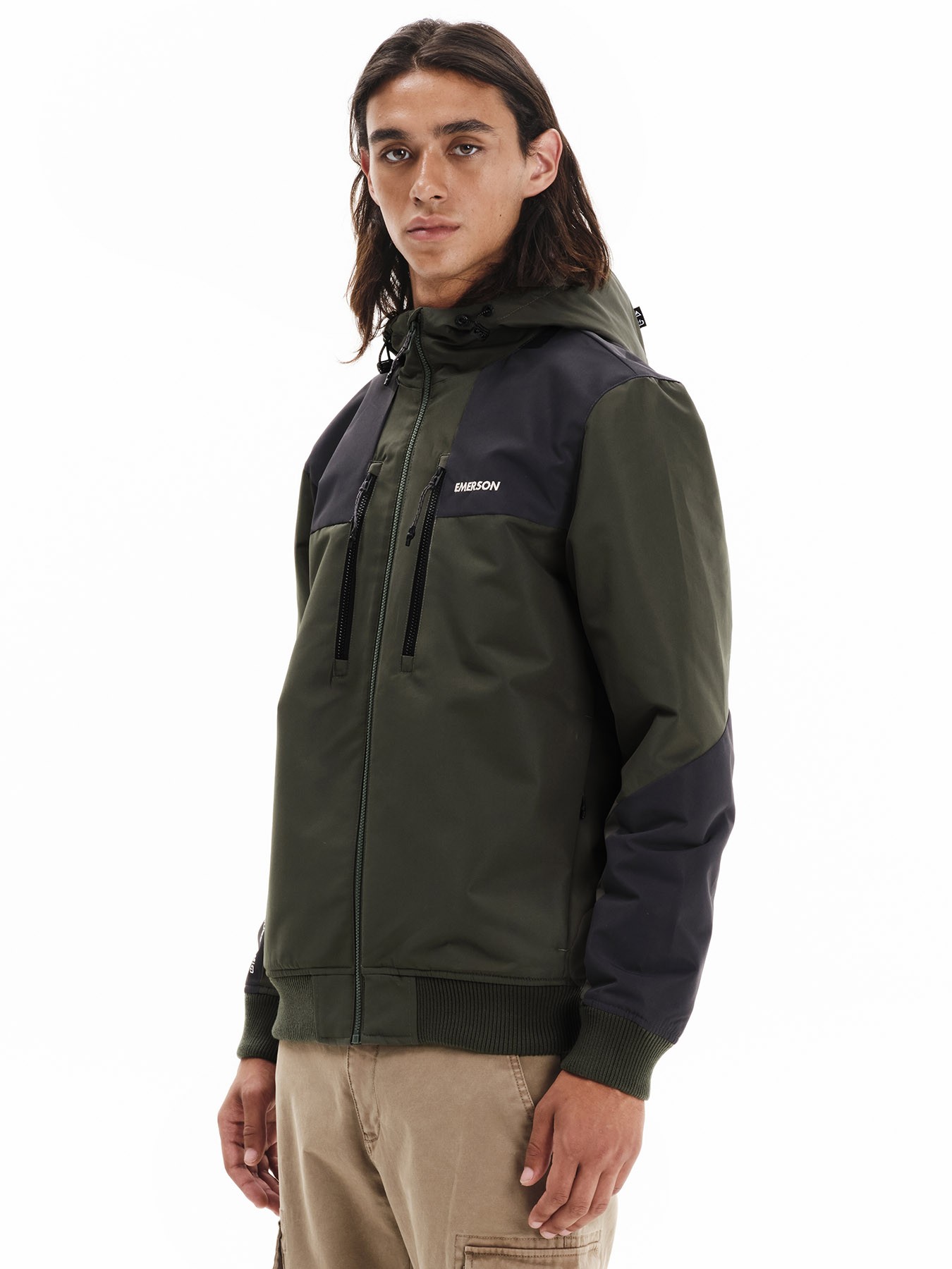 Emerson Bomber Ανδρικό Μπουφάν Κουκούλα 252.EM10.31 Pine Green/Ebony - Image 2