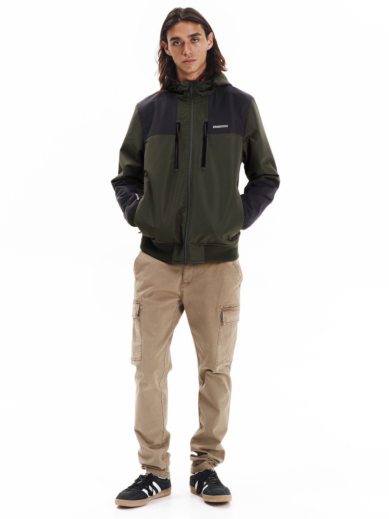 Emerson Bomber Ανδρικό Μπουφάν Κουκούλα 252.EM10.31 Pine Green/Ebony - Image 4